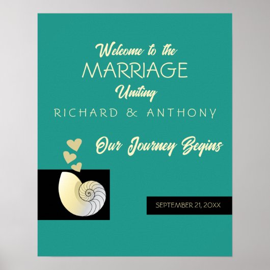 Seashell and Hearts, Begrüßung am Strand Poster (Vorne)