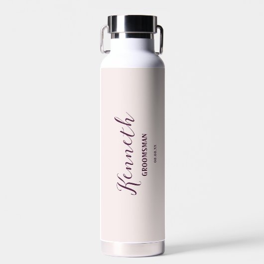 Seashell and Plum Modern Monogram Bachelor Trinkflasche (Vorne)