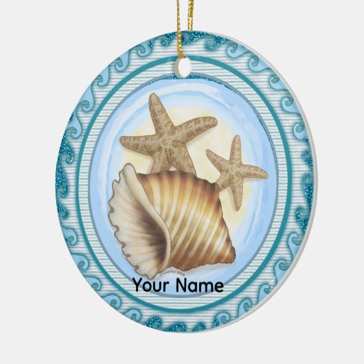 Seashell and Starfish Keramik Ornament (Links)