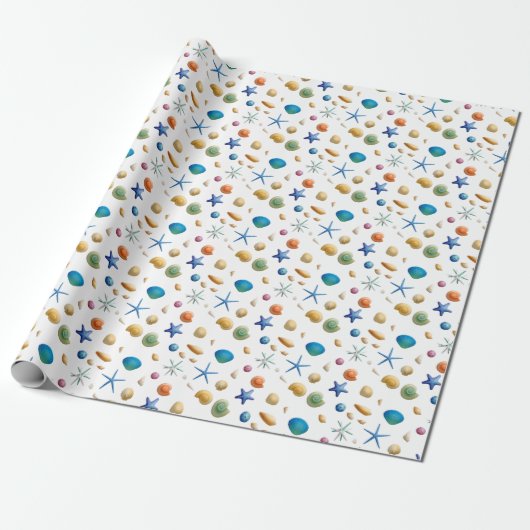Seashell and Starfish Nautical Beach Gift Wrap Geschenkpapier (Ungerollt)