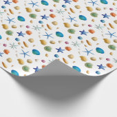 Seashell and Starfish Nautical Beach Gift Wrap Geschenkpapier (Ecke)