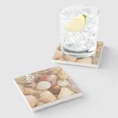 Seashell-Anordnung Steinuntersetzer (Seitenansicht)