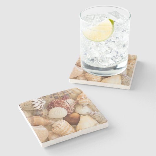 Seashell-Anordnung Steinuntersetzer (Seitenansicht)