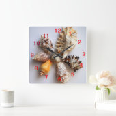 Seashell-Anordnungs-Uhr Quadratische Wanduhr (Zuhause)