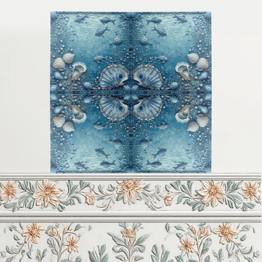 Seashell Aquatic Fish Underwater Bubble Backsplash Fliese