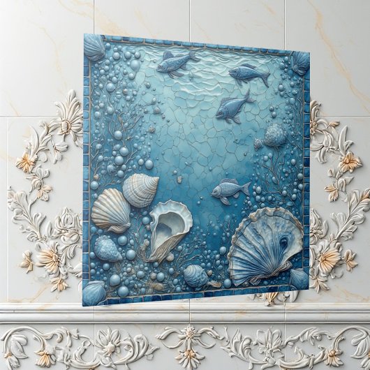 Seashell Aquatic Fish Underwater Bubble Backsplash Fliese