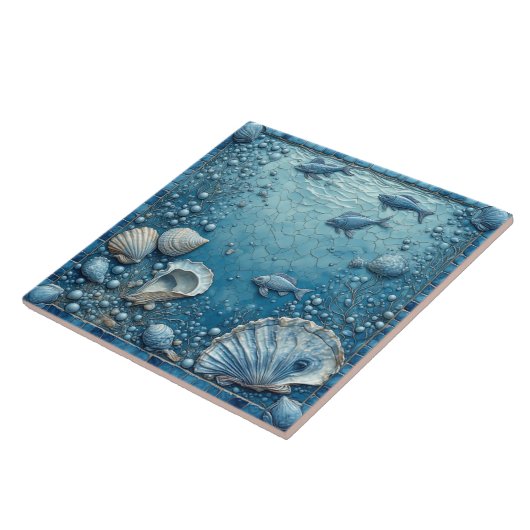 Seashell Aquatic Fish Underwater Bubble Backsplash Fliese (Seite)