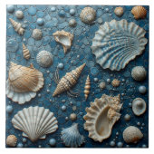 Seashell Aquatic Fish Underwater Mollusk Ocean Art Fliese (Vorderseite)
