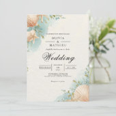 Seashell Arch Wedding Einladung (Stehend Vorderseite)