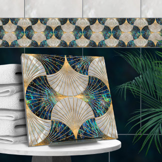 Seashell Art Deco - Abalone Muschel und Pearl Fliese
