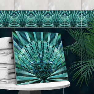 Seashell Art Deco - Aquamarine und Abalone Fliese