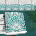 Seashell Art Deco - Aquamarine und Pearl Fliese<br><div class="desc">Seashell Art Deco - Aquamarine und Pearl</div>