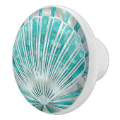 Seashell Art Deco - Aquamarine und Pearl Keramikknauf (Rechts)