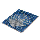 Seashell Art Deco - Blauer Marmor und Silber Fliese (Seite)
