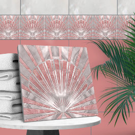 Seashell Art Deco - Rose Quartz und Pearl Fliese