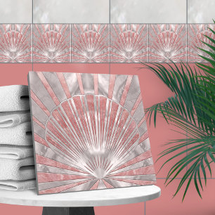 Seashell Art Deco - Rose Quartz und Pearl Fliese