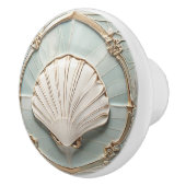 Seashell Art Nouveau Imitats Relief Mini Blue & Go Keramikknauf (Rechts)