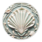 Seashell Art Nouveau Imitats Relief Minze Weiße Mu Keramikknauf (Vorderseite)