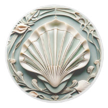 Seashell Art Nouveau Imitats Relief Minze Weiße Mu