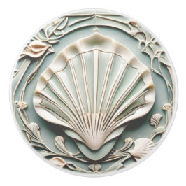 Seashell Art Nouveau Imitats Relief Minze Weiße Mu Keramikknauf