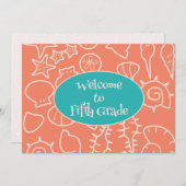 Seashell Art Welcome to Class Teacher Message Card Einladung (Vorne/Hinten)