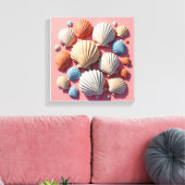 Seashell Assortiment auf Soft Pink Leinwand Art (Insitu (Wohnzimmer))