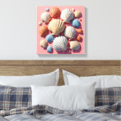 Seashell Assortiment auf Soft Pink Leinwand Art (Insitu (Schlafzimmer))