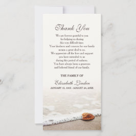 Seashell auf dem Beileid des Strand-| danken Ihnen Dankeskarte