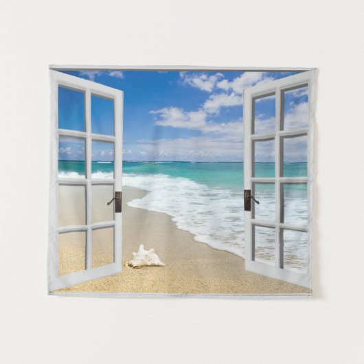 Seashell auf Strand-Wandbehang Wandteppich (Vorderseite (Horizontal))