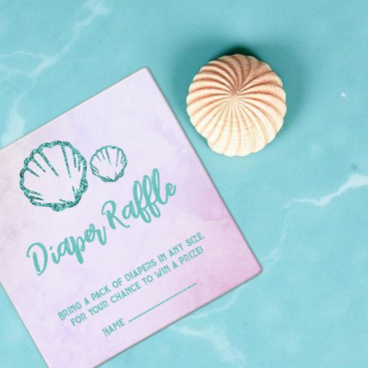 Seashell Baby Duschdusche Windeln Raffle Begleitkarte