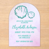 Seashell Baby Dusche Acryleinladungen (Vorderseite)