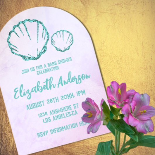 Seashell Baby Dusche Acryleinladungen