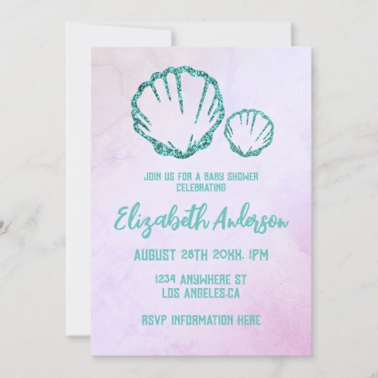 Seashell Baby Dusche Einladung (Vorderseite)