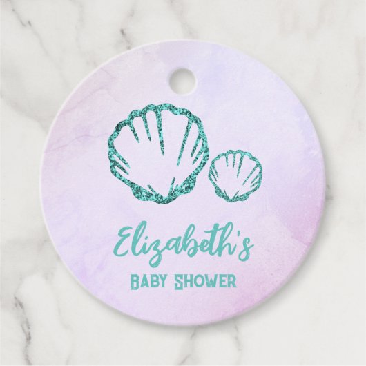 Seashell Baby Dusche Geschenkanhänger (Vorderseite)
