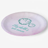 Seashell Baby Dusche Pappteller (Schrägansicht)