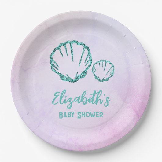 Seashell Baby Dusche Pappteller (Vorderseite)