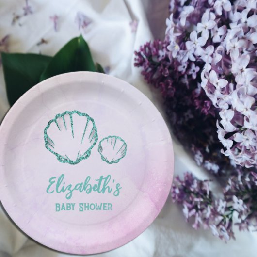 Seashell Baby Dusche Pappteller