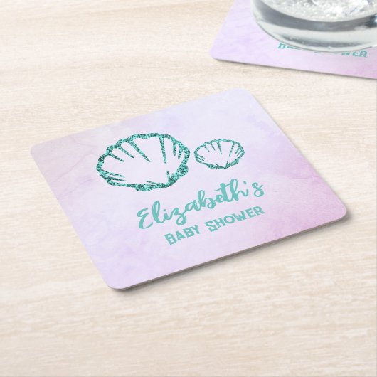 Seashell Baby Dusche Rechteckiger Pappuntersetzer (angewinkelt)