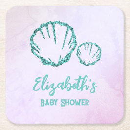 Seashell Baby Dusche Rechteckiger Pappuntersetzer