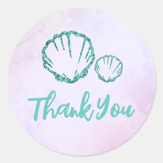 Seashell Baby Dusche Runder Aufkleber (Vorderseite)