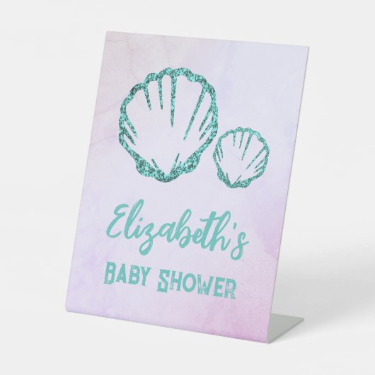 Seashell Baby Dusche Sockelschild (Vorderseite)