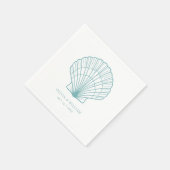 Seashell Beach Aquamarin Blue Coastal Wedding Serviette (Ecke)