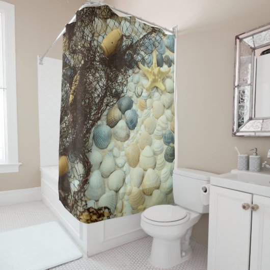 Seashell Beach Badezimmer Duschvorhang (Beispiel)