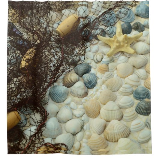 Seashell Beach Badezimmer Duschvorhang (Vorderseite)