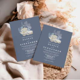 Seashell Beach Blue Hochzeit Einladung