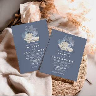 Seashell Beach Blue Hochzeit Einladung