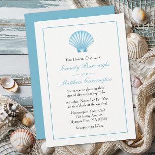 Seashell Beach Blue Türkise Nautical Wedding Einladung