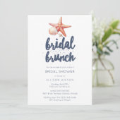 Seashell Beach Bridal Brunch Dusche Einladung (Stehend Vorderseite)