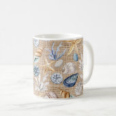 Seashell Beach Burlap Kaffee Tee Kaffeetasse (VorderseiteRechts)