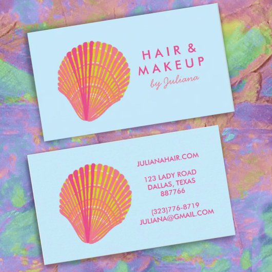 Seashell Beach Chic Elegante Rosa Blau Visitenkarte